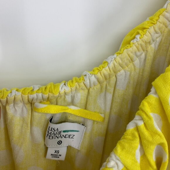 Lisa Marie Fernandez Dress Maxi Yellow Polka Dot One Shoulder Ruffle - Picture 4 of 10